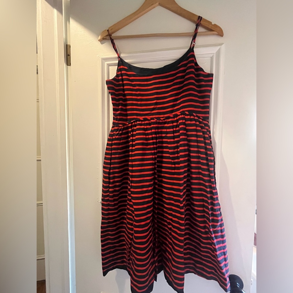 Red and Navy Striped J Crew Dress